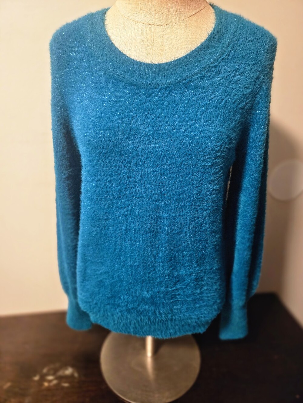 New Liz Claiborne Women's Cozy Teal Crewneck Sweater Size Small